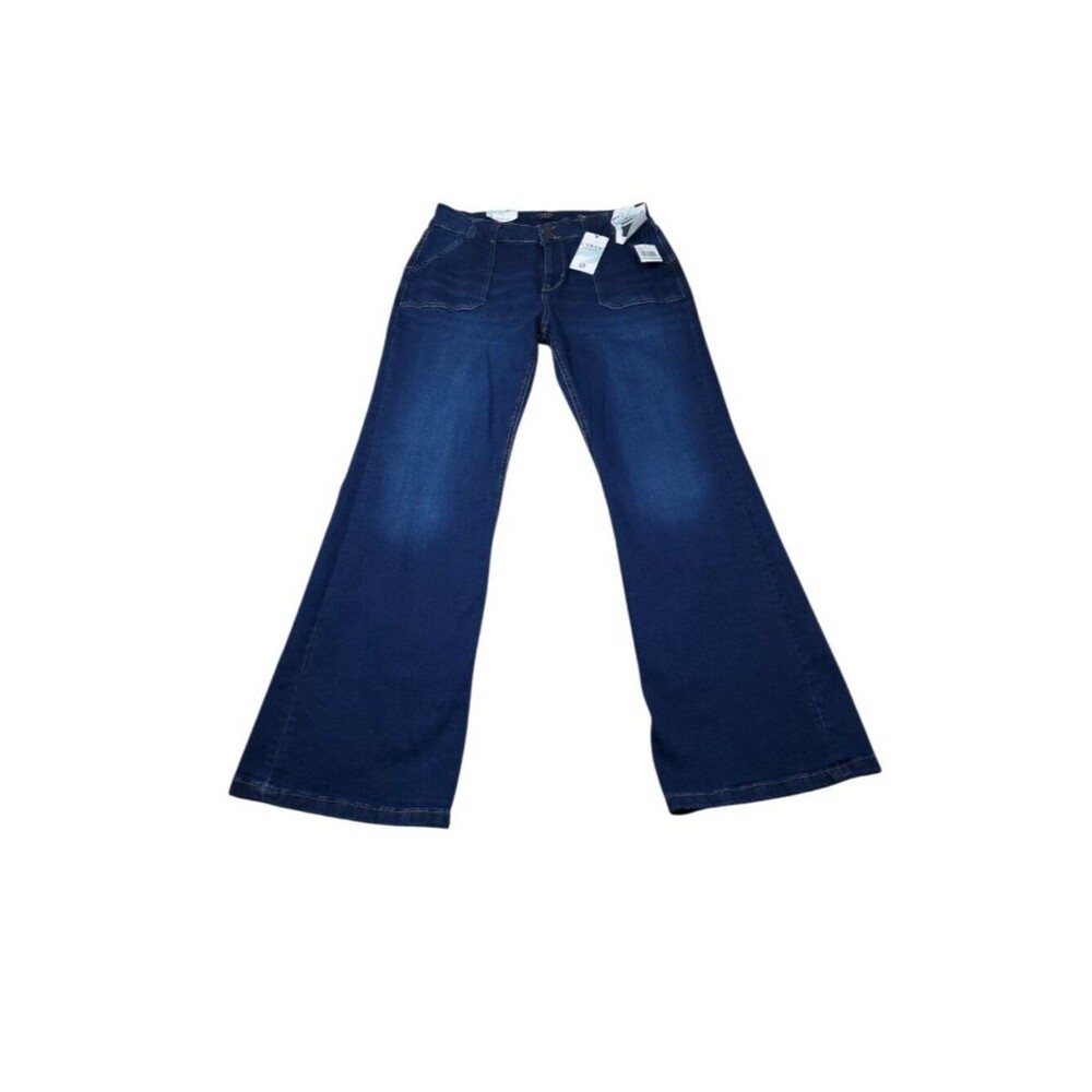 Curve Appeal Curvy Fit Flare Jeans Women's Size 8 29 Dark Wash Blue Stretch
